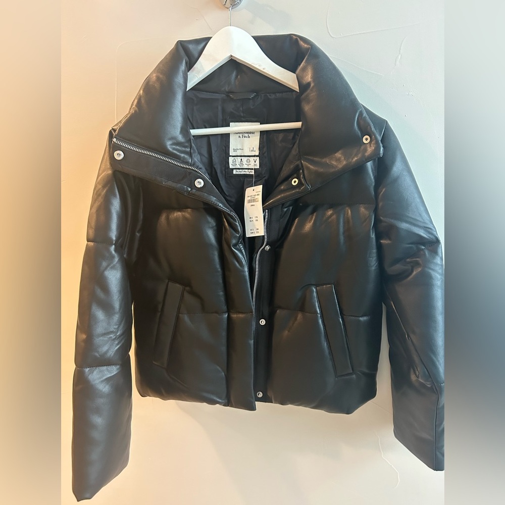 Faux leather puffer